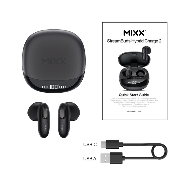 Mixx StreamBuds Hybrid Charge 2 True Wireless Earbuds