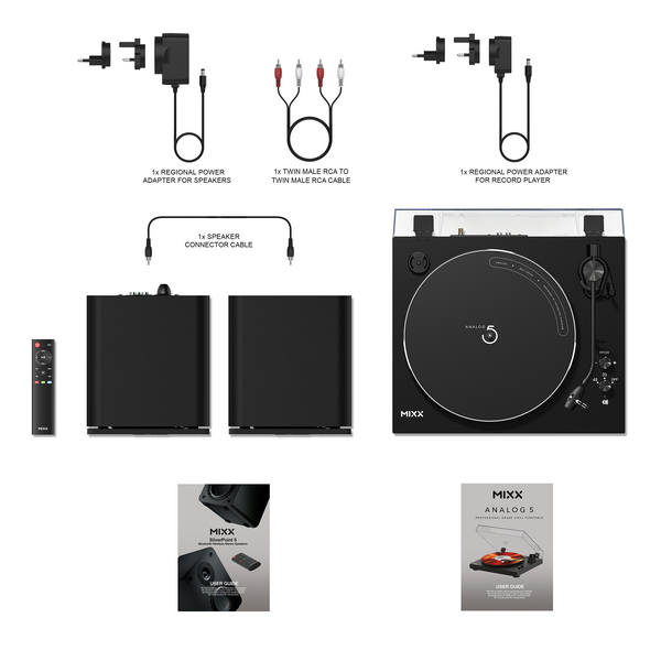 MIXX ANALOG SYSTEM 5 VINYL RECORD PLAYER + SPEAKERS